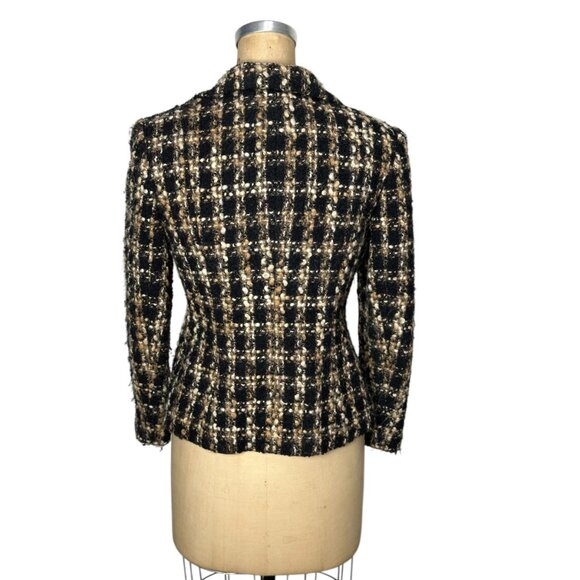 Vintage tweed blazer in black and tan by Talbots Size S - Picture 3 of 7